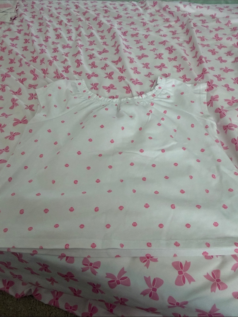 White  Top with Pink Dot Print